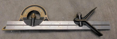 Starrett No. 16 Steel Rule w/ Protractor Head and Center Divider