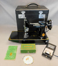 1935 Black Singer Featherweight 221 Sewing Machine (AD938611) with SCHOOL BELL BOBBIN WINDER